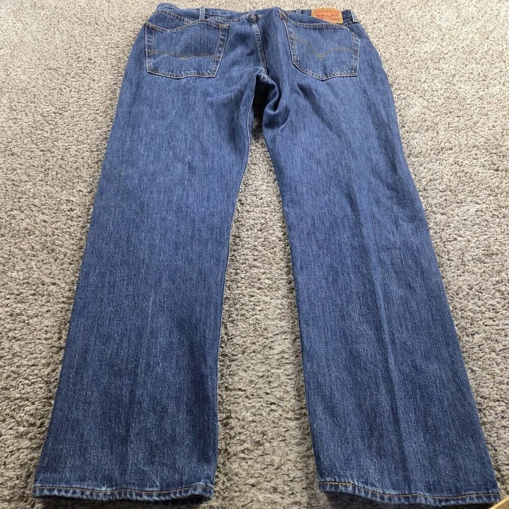 Levis 501 Jeans Mens 42x32 Blue Straight Button Fly